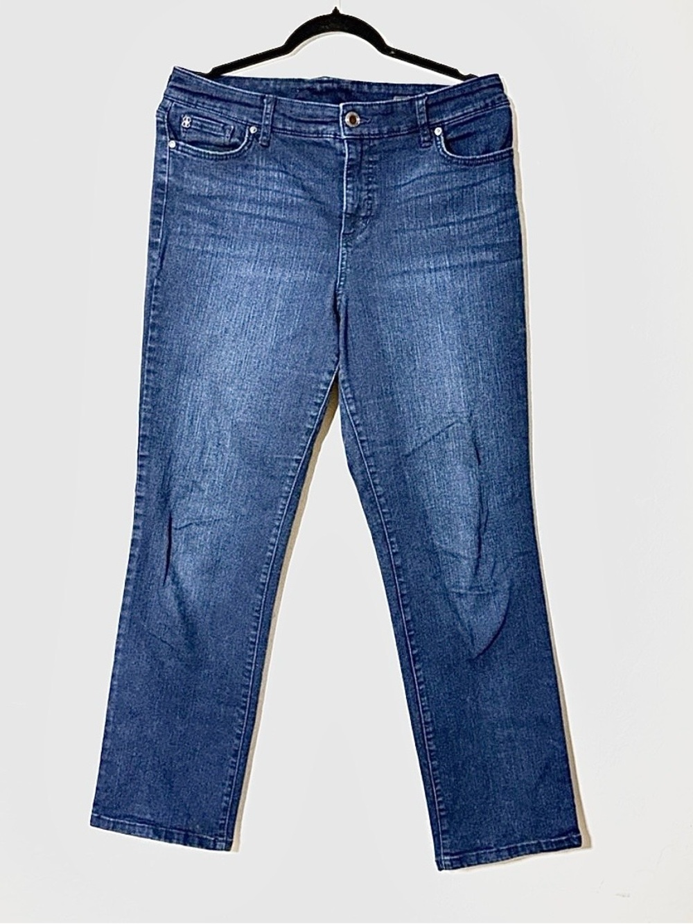 Bandolino Mandie Straight Leg Jeans in Dark Blue Wash 12S